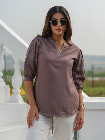 Dusty Pastel Shaded Embroidered Top