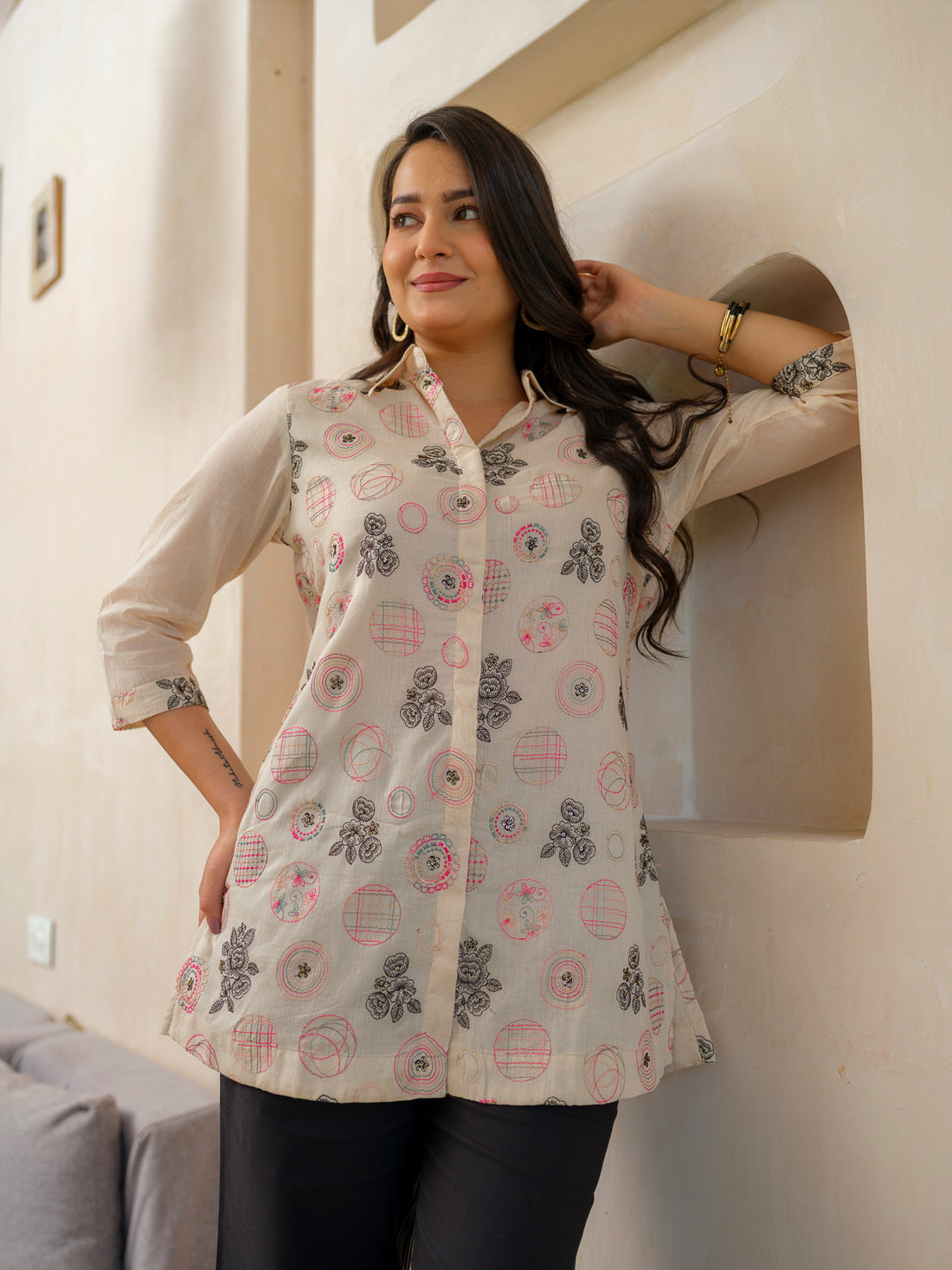 All-Over Embroidered Mal Top - Etiquette Apparel 