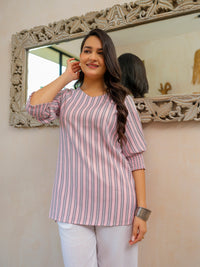 Cool Pastel Pink Stripe Smocking Top - Etiquette Apparel