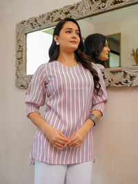 Cool Pastel Pink Stripe Smocking Top - Etiquette Apparel