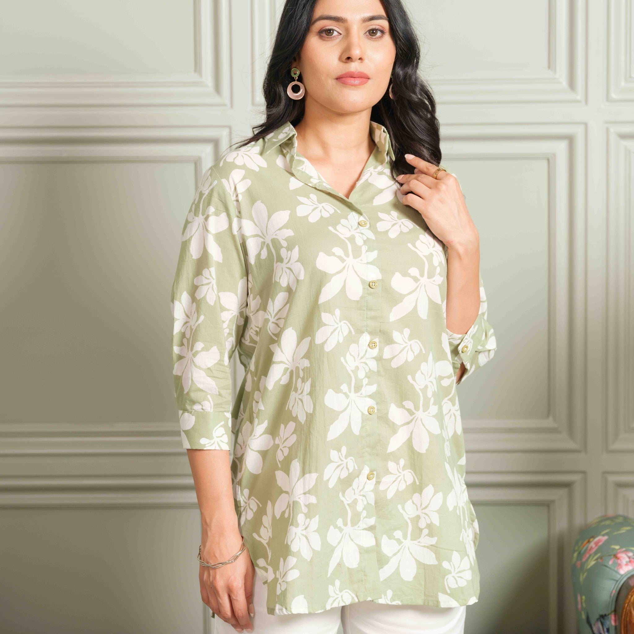 Summer Bloom Green Floral Top