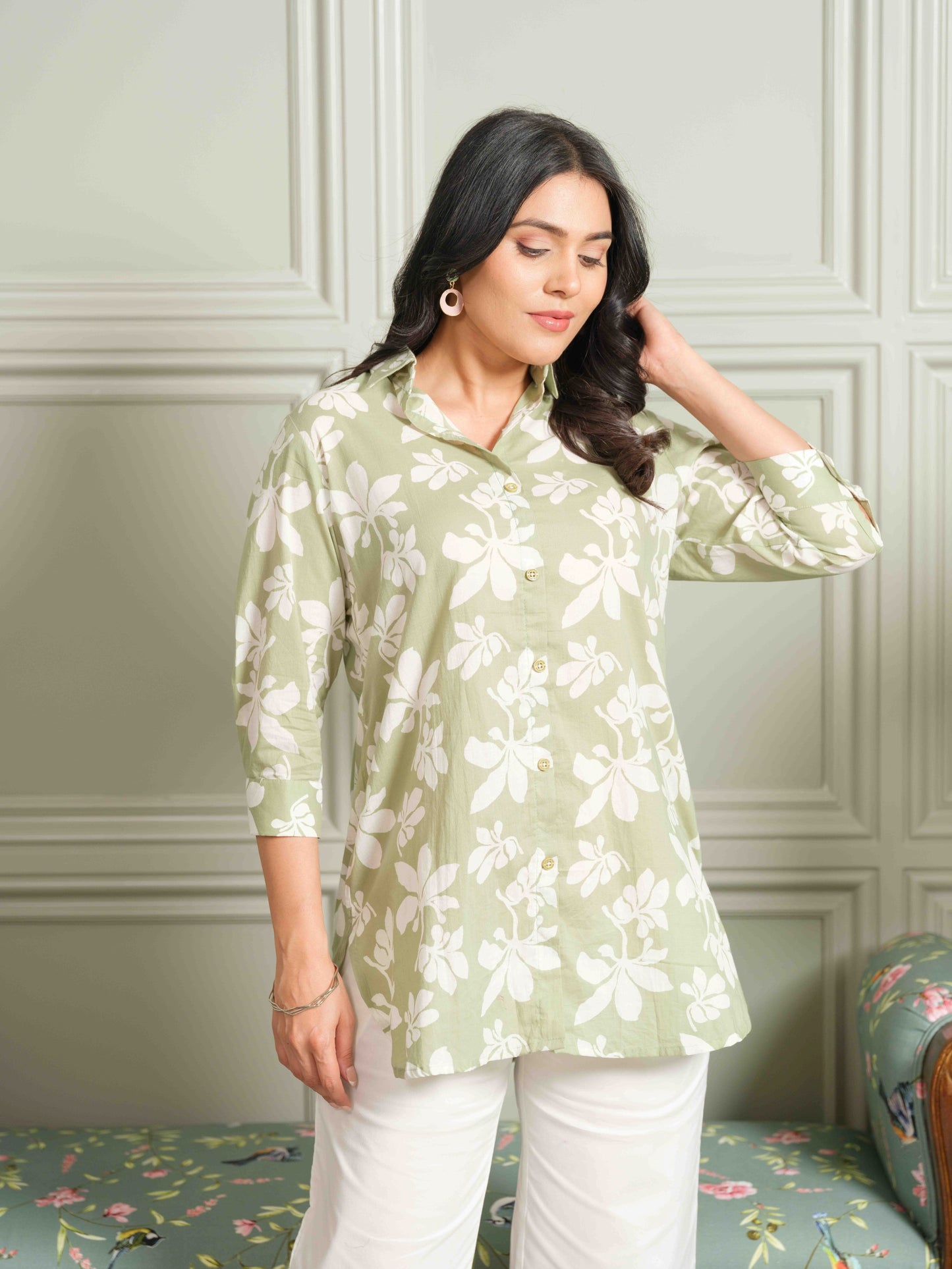 Summer Bloom Green Floral Top - Etiquette Apparel