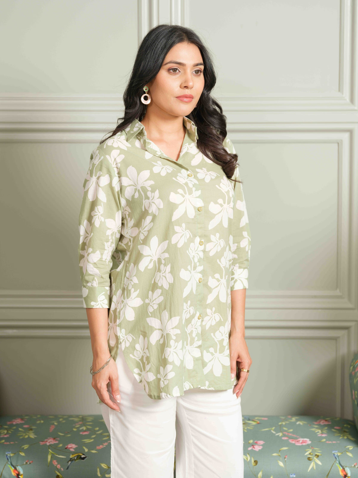 Summer Bloom Green Floral Top - Etiquette Apparel