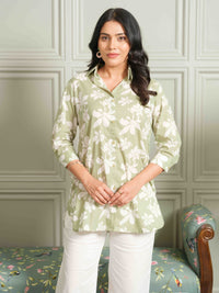 Summer Bloom Green Floral Top - Etiquette Apparel