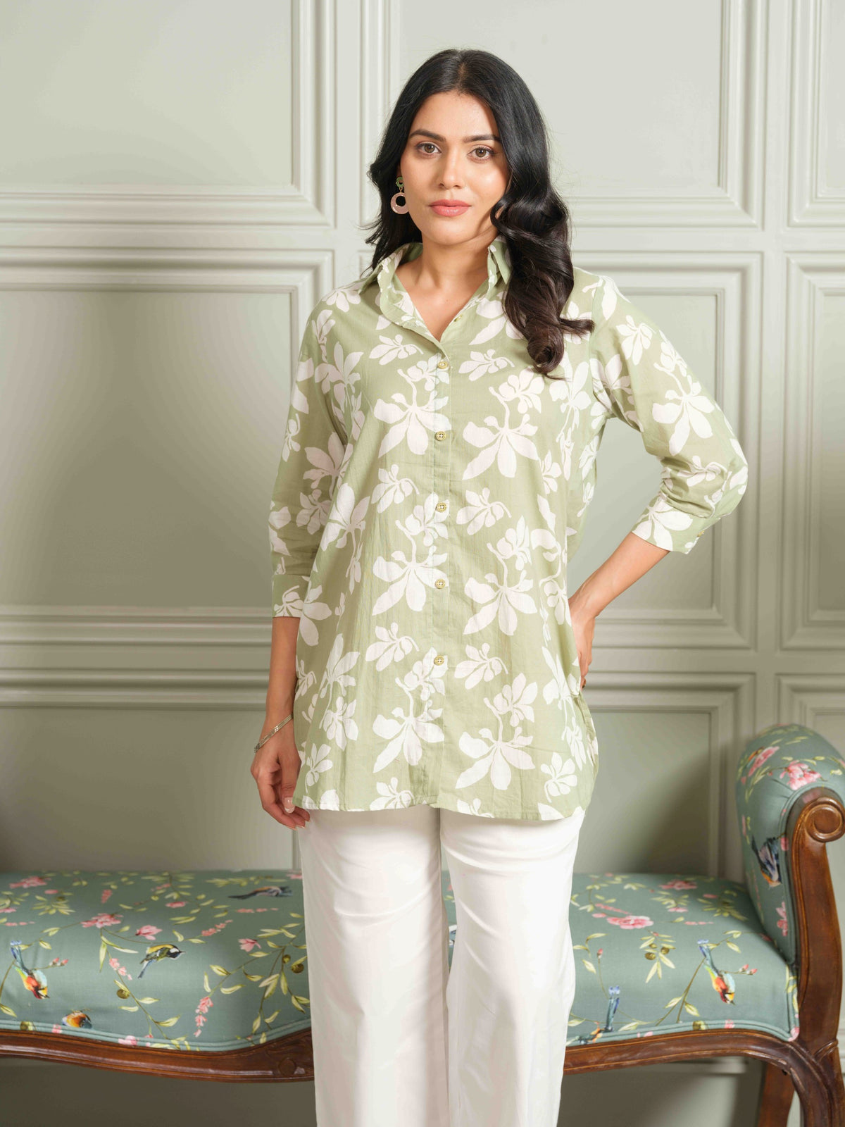 Summer Bloom Green Floral Top - Etiquette Apparel