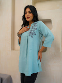 Cool Pastel Solid Coloured Top Light Blue - Etiquette Apparel