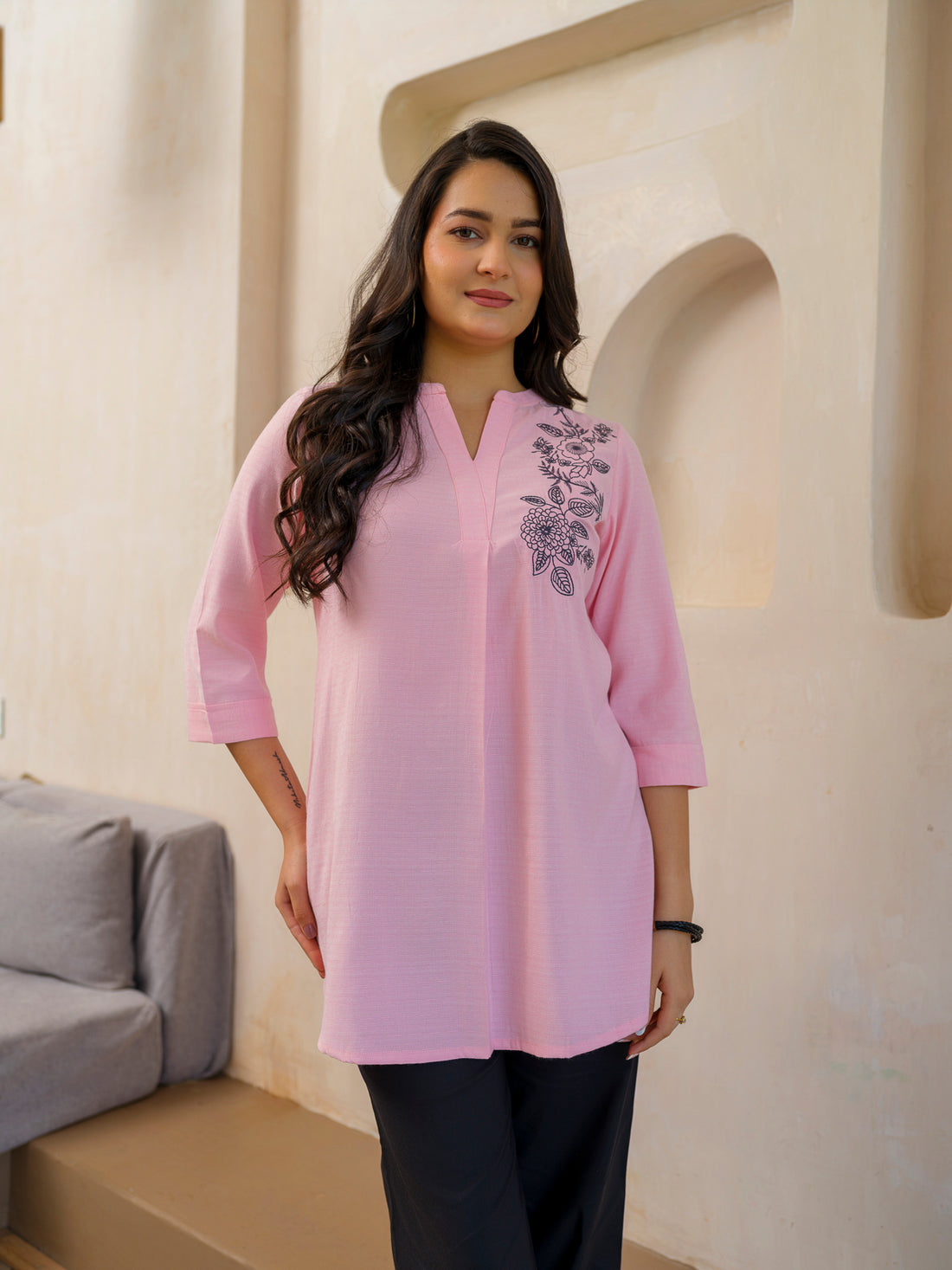 Cool Pastel Solid Coloured Top Pink - Etiquette Apparel 