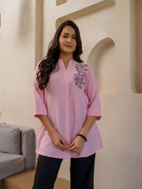 Cool Pastel Solid Coloured Top Pink - Etiquette Apparel