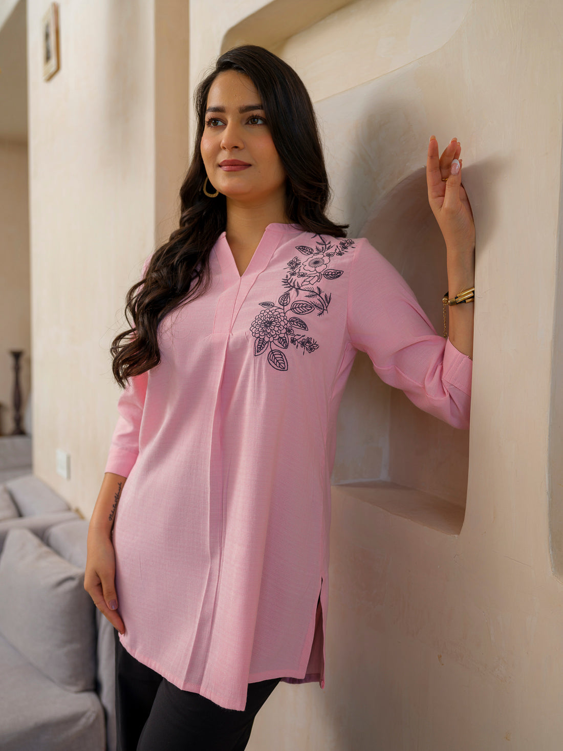 Cool Pastel Solid Coloured Top Pink - Etiquette Apparel 