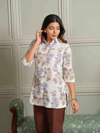 Fresh Feminine Blue Floral Top - Etiquette Apparel