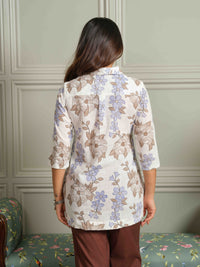 Fresh Feminine Blue Floral Top - Etiquette Apparel
