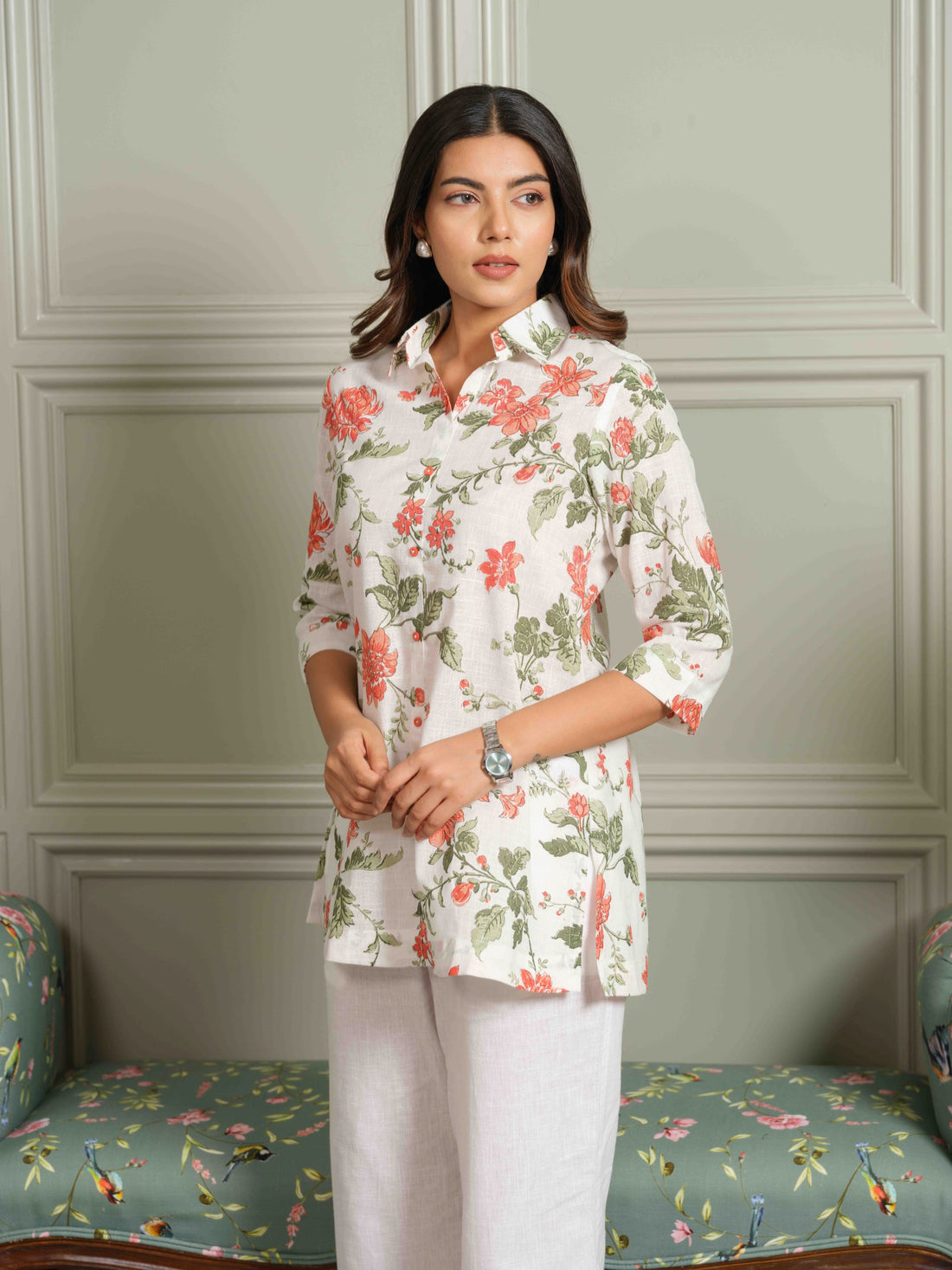 Fresh Feminine Peach Floral Top