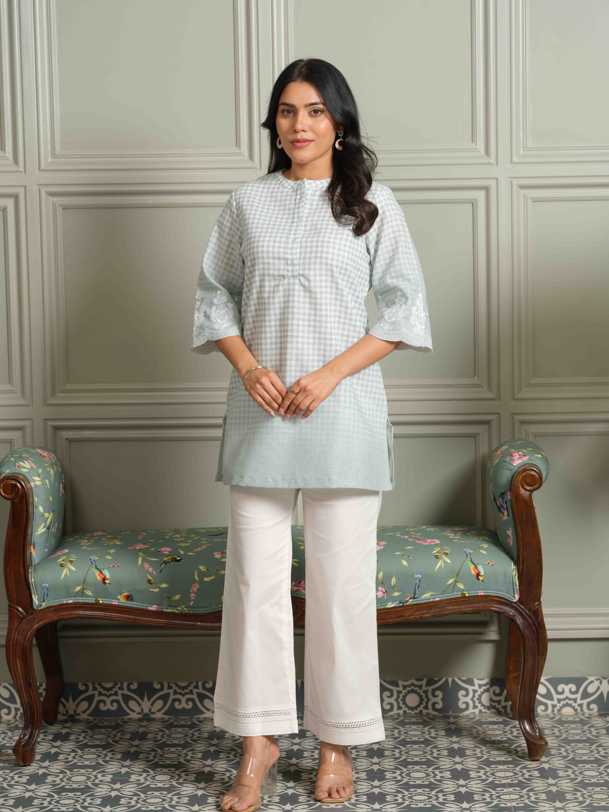 The Ombre Edit Green Check Top - Etiquette Apparel
