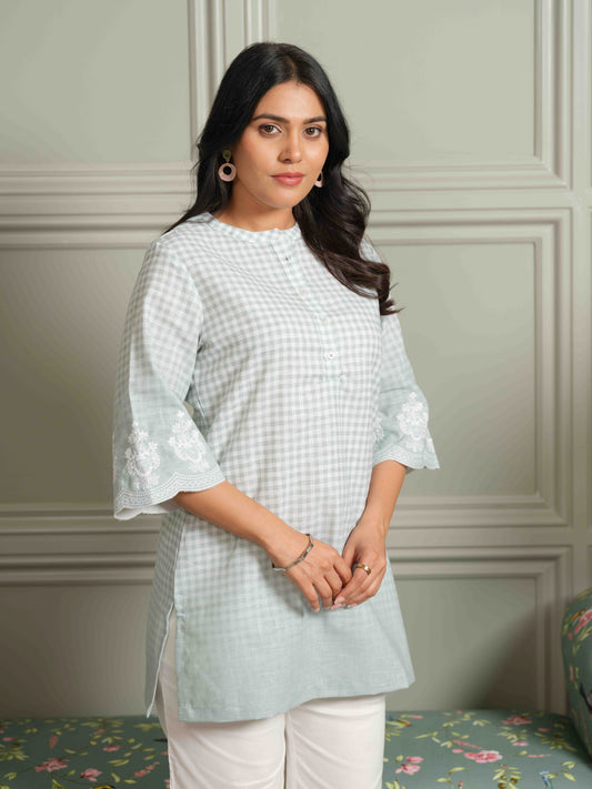 The Ombre Edit Green Check Top - Etiquette Apparel