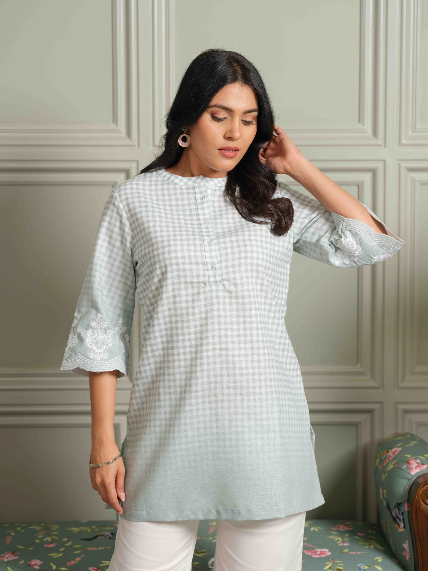 The Ombre Edit Green Check Top - Etiquette Apparel