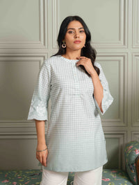 The Ombre Edit Green Check Top - Etiquette Apparel