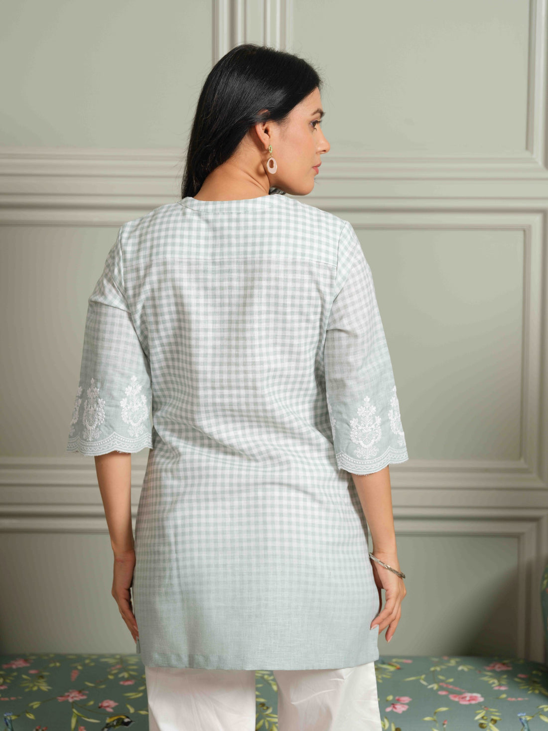 The Ombre Edit Green Check Top - Etiquette Apparel 