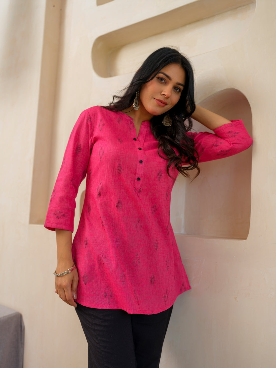 Vibrant Cotton Ikkat Top Yellow - Etiquette Apparel 