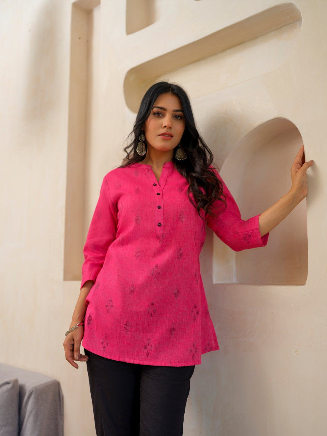 Vibrant Cotton Ikkat Top Yellow - Etiquette Apparel 