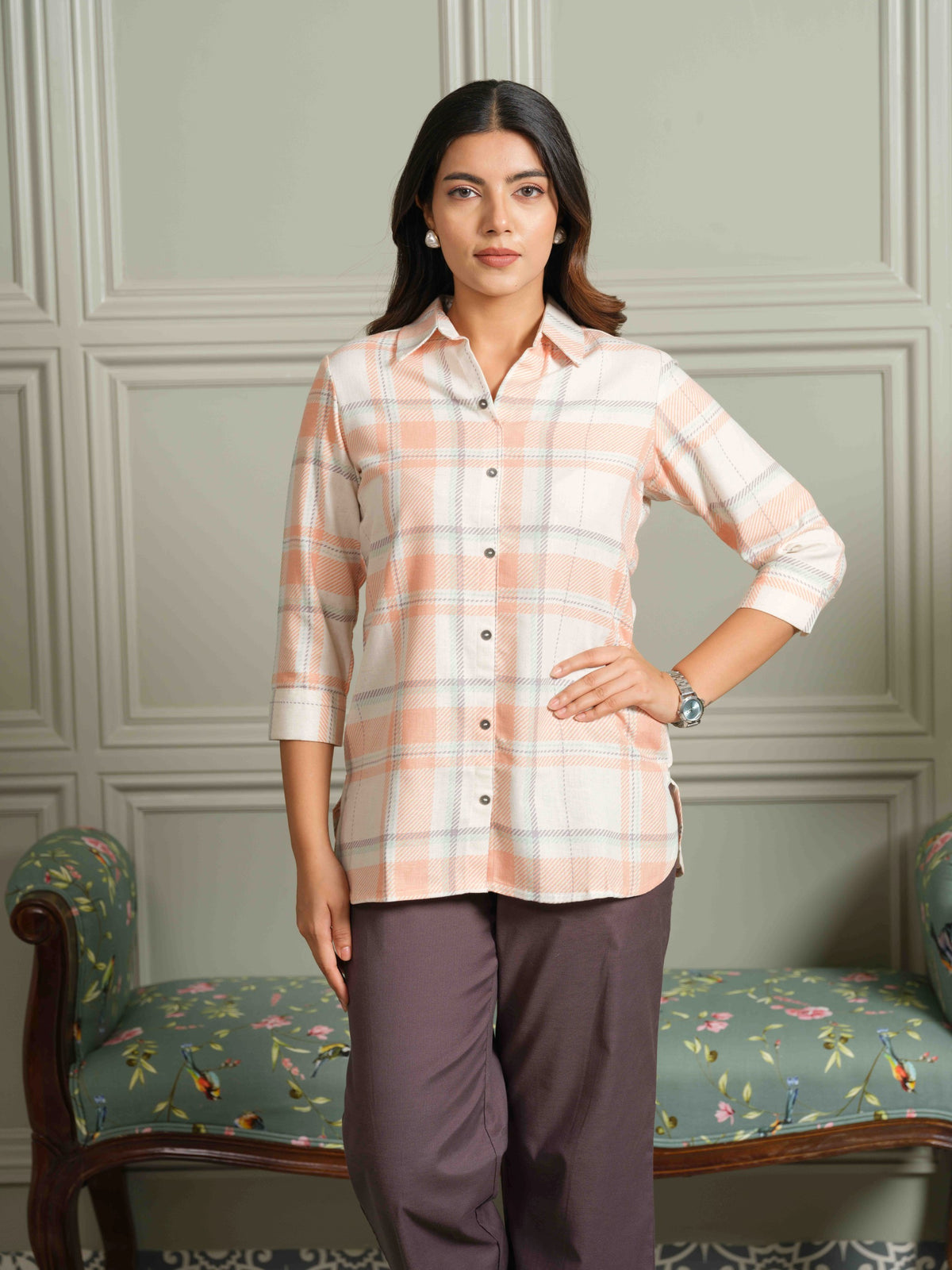 The Orange Check-Mate Top - Etiquette Apparel