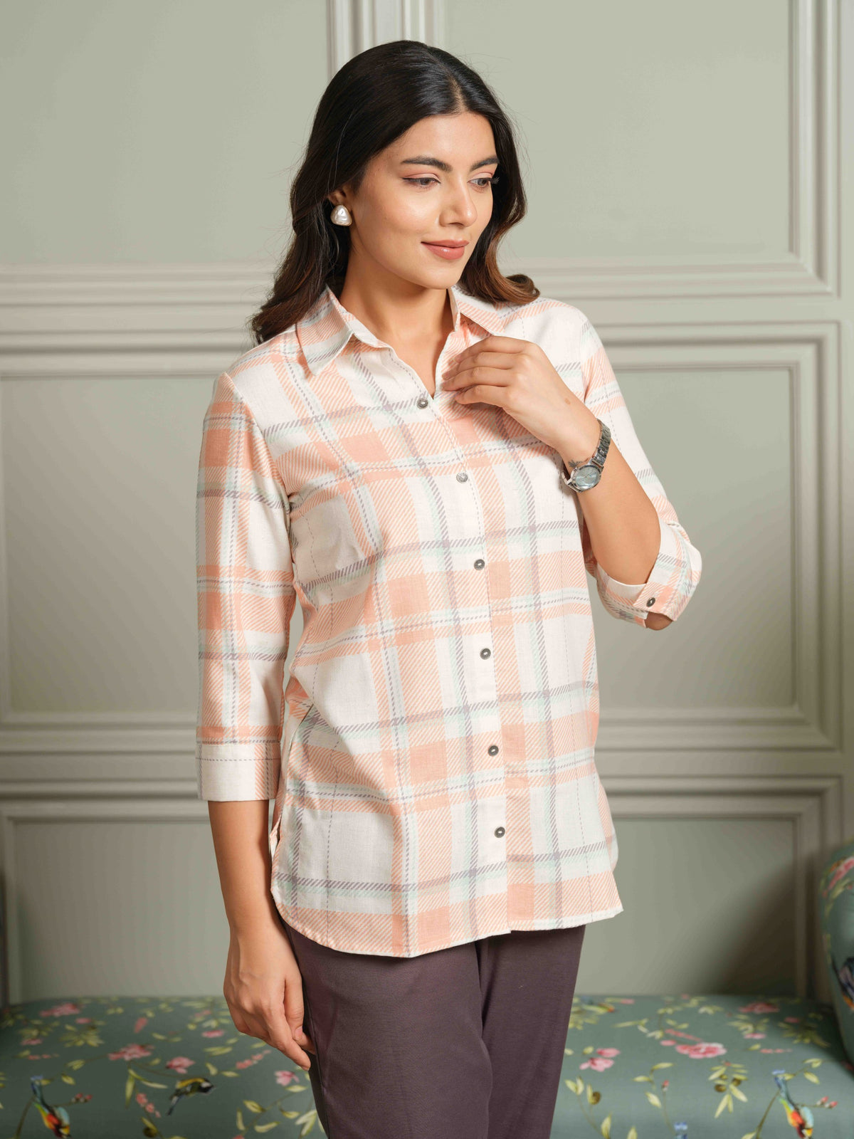 The Orange Check-Mate Top - Etiquette Apparel