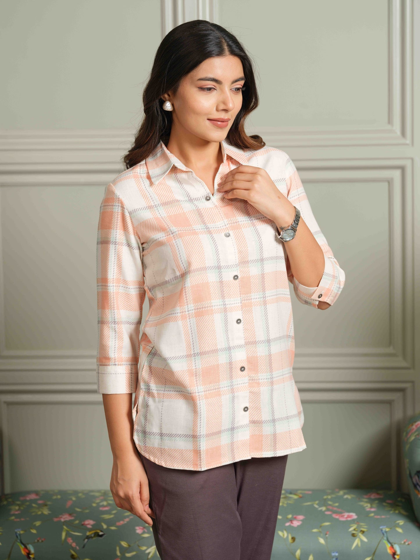 The Orange Check-Mate Top - Etiquette Apparel