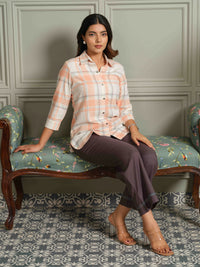 The Orange Check-Mate Top - Etiquette Apparel