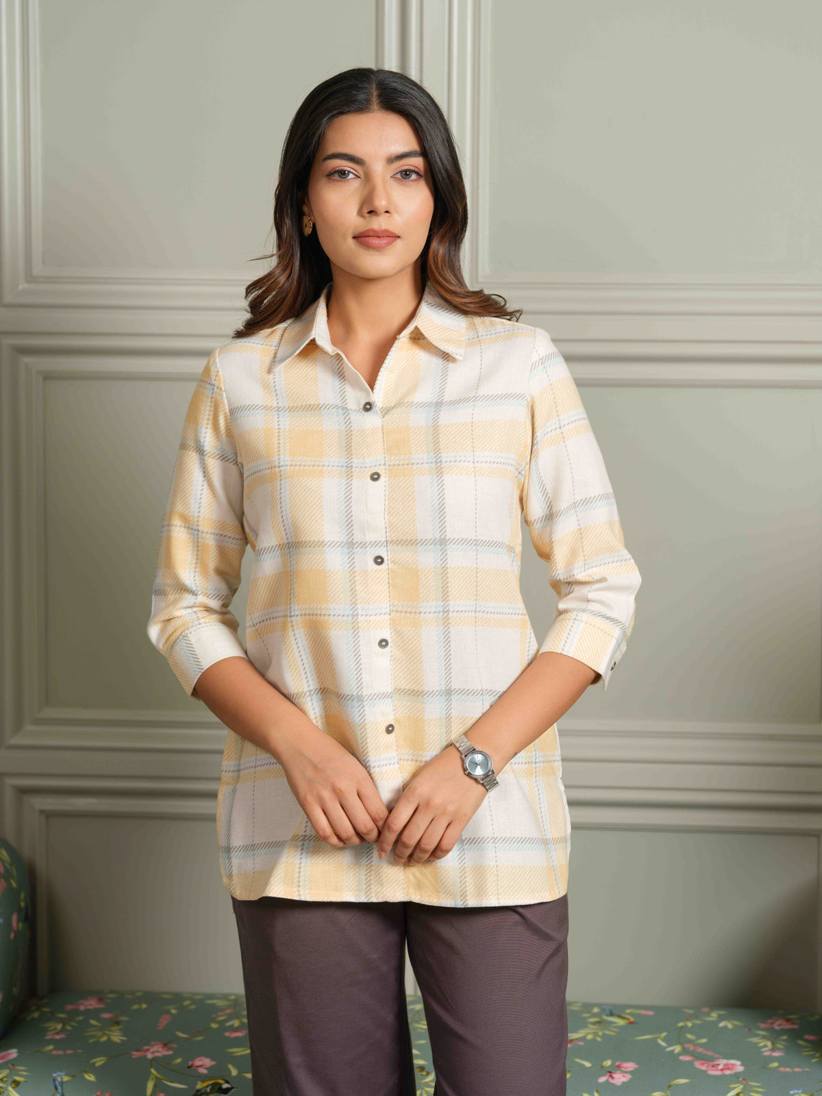 The Orange Check-Mate Top - Etiquette Apparel