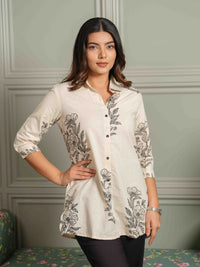 Bold Black Floral Print Top - Etiquette Apparel