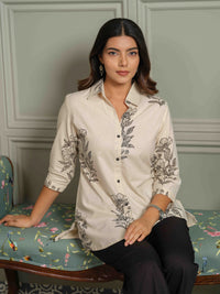 Bold Black Floral Print Top - Etiquette Apparel