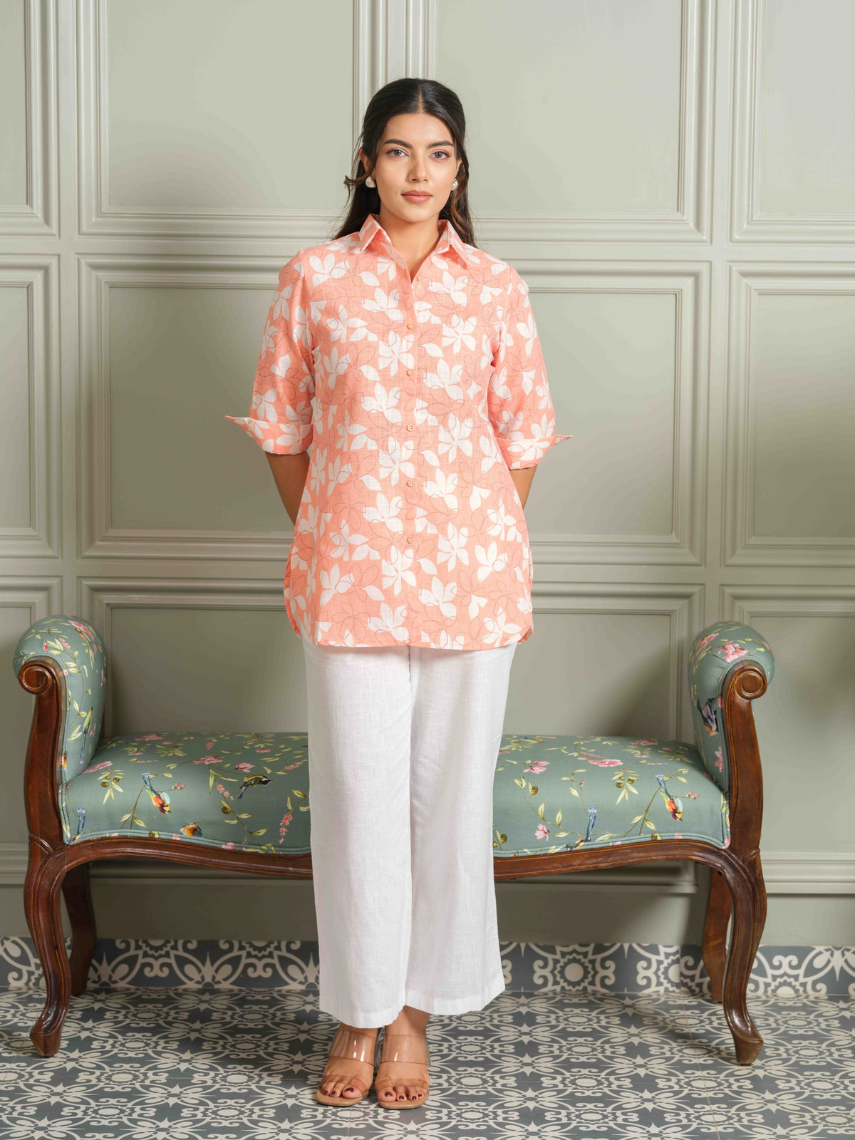 Peach Floral-Play Top - Etiquette Apparel