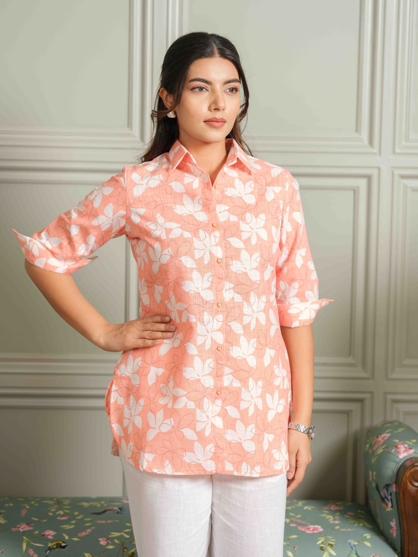 Peach Floral-Play Top - Etiquette Apparel