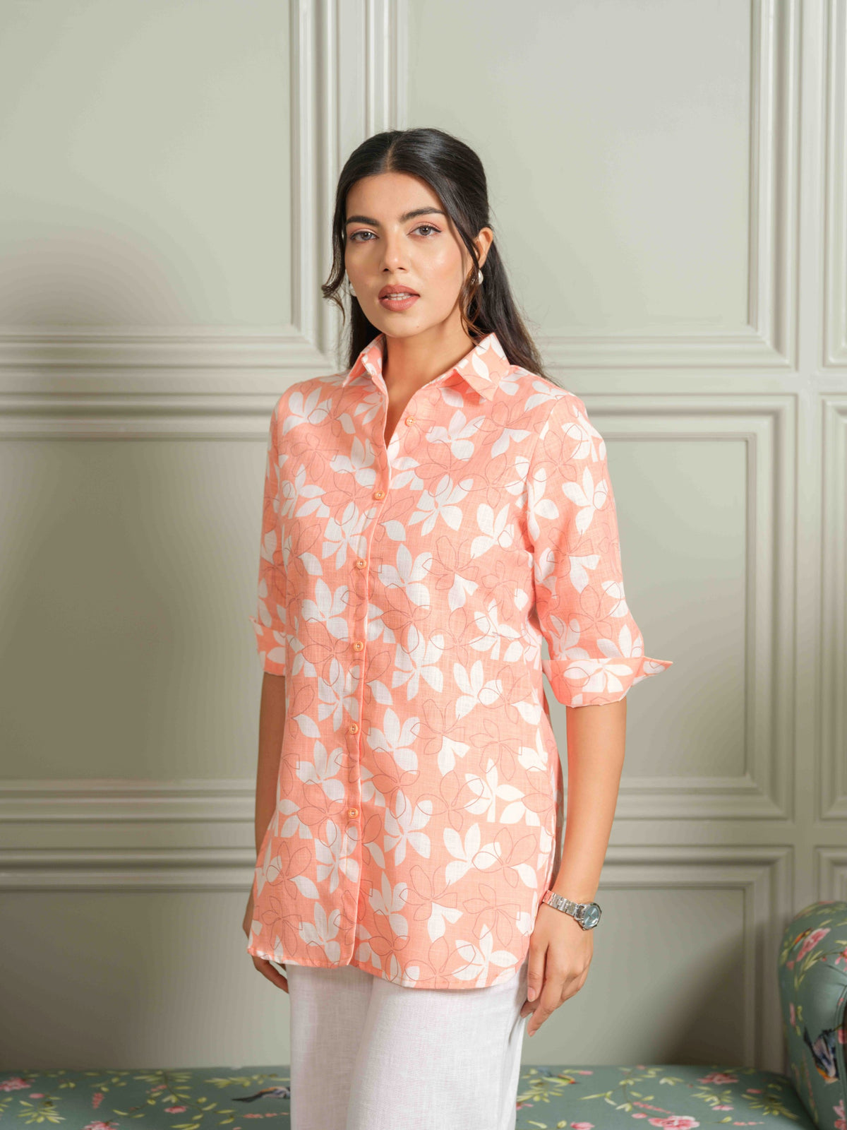 Peach Floral-Play Top - Etiquette Apparel