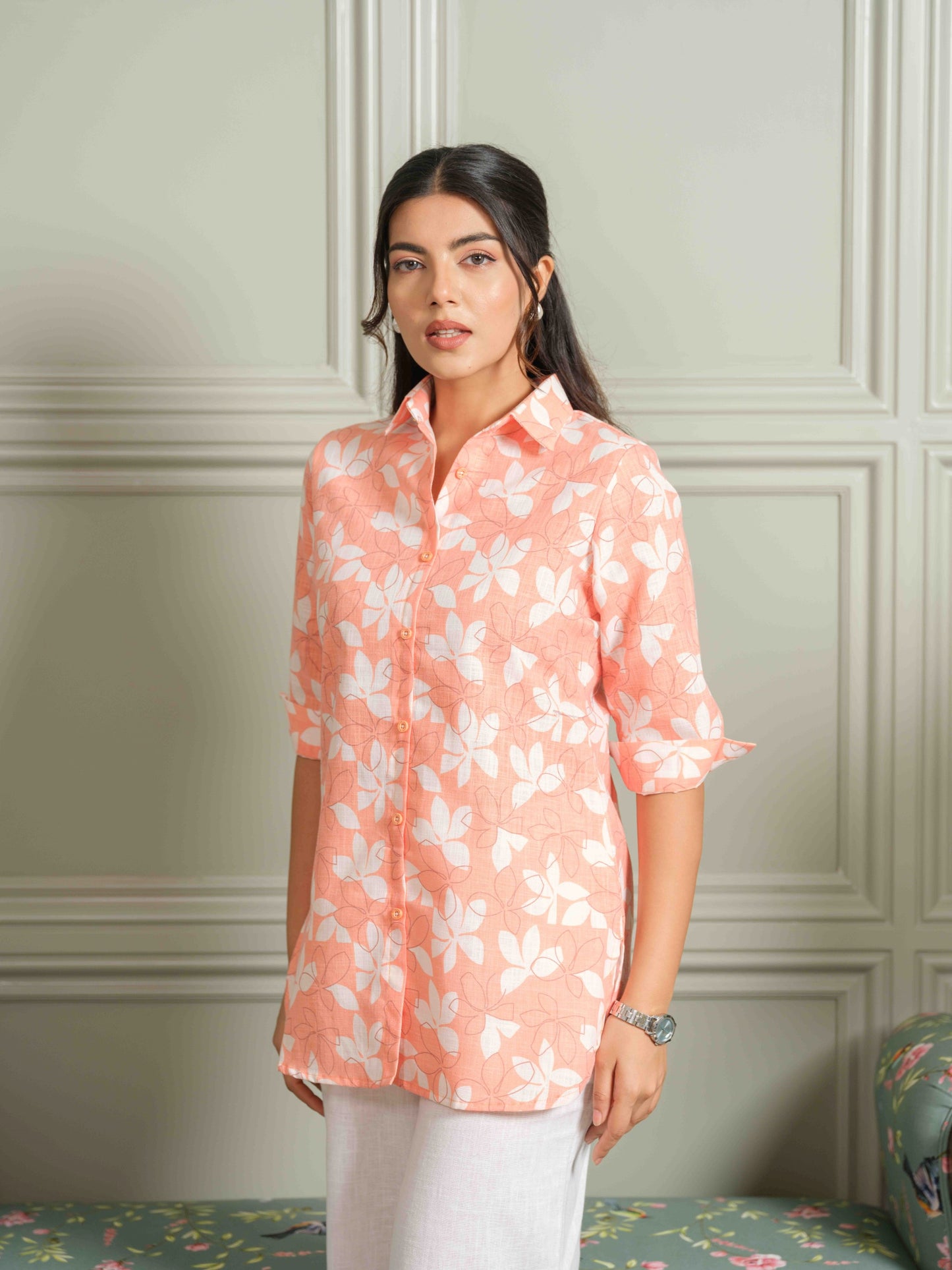 Peach Floral-Play Top - Etiquette Apparel