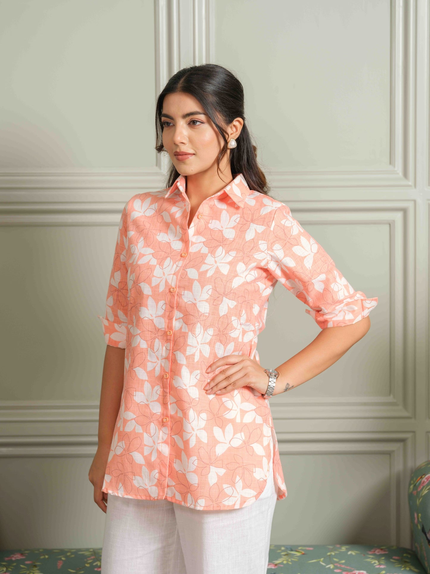 Peach Floral-Play Top - Etiquette Apparel