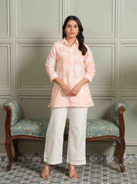 The Textured Abstract Orange Print Top - Etiquette Apparel