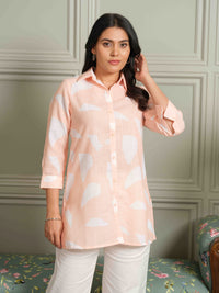 The Textured Abstract Orange Print Top - Etiquette Apparel