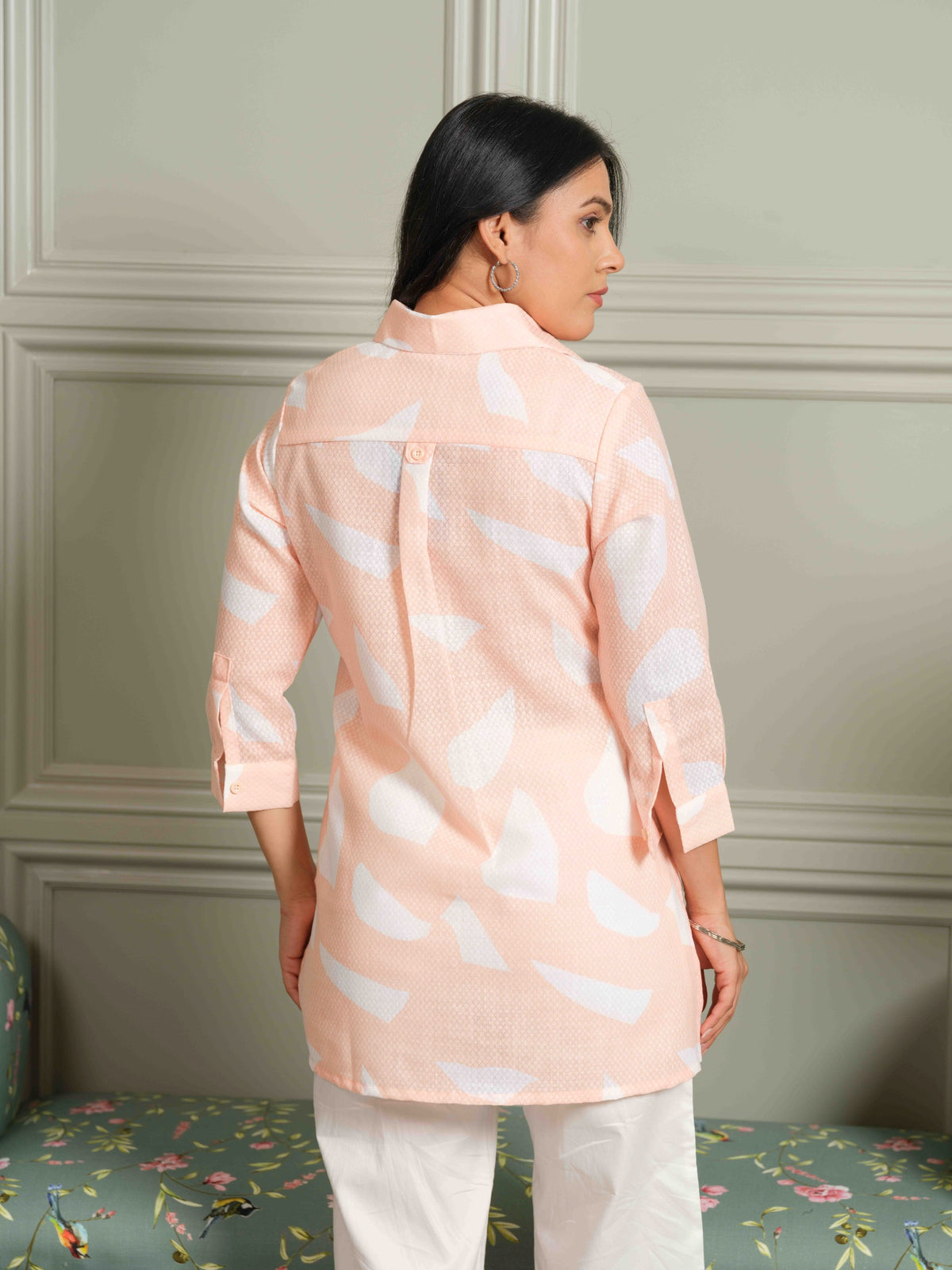 The Textured Abstract Orange Print Top - Etiquette Apparel