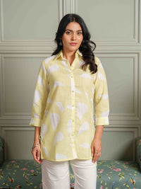 The Textured Abstract Yellow Print Top - Etiquette Apparel