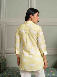 The Textured Abstract Yellow Print Top - Etiquette Apparel