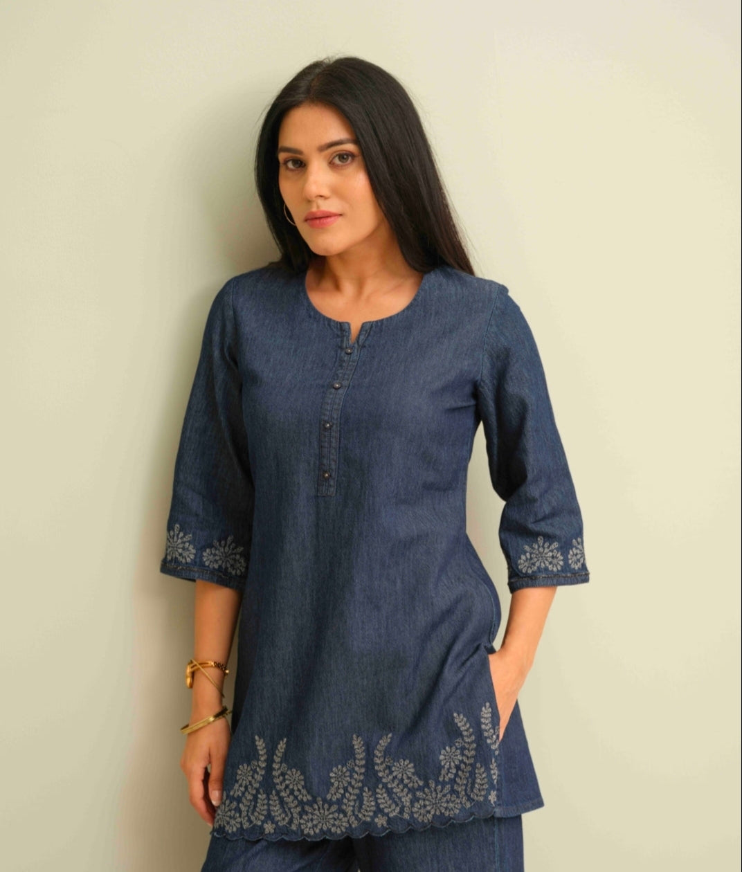 Product Carousel Image 1: Stitch, Shade & Slay Denim Top