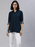 Solid Colored Top With Cutwork Embroidery in Front and Sleeves - Etiquette Apparel