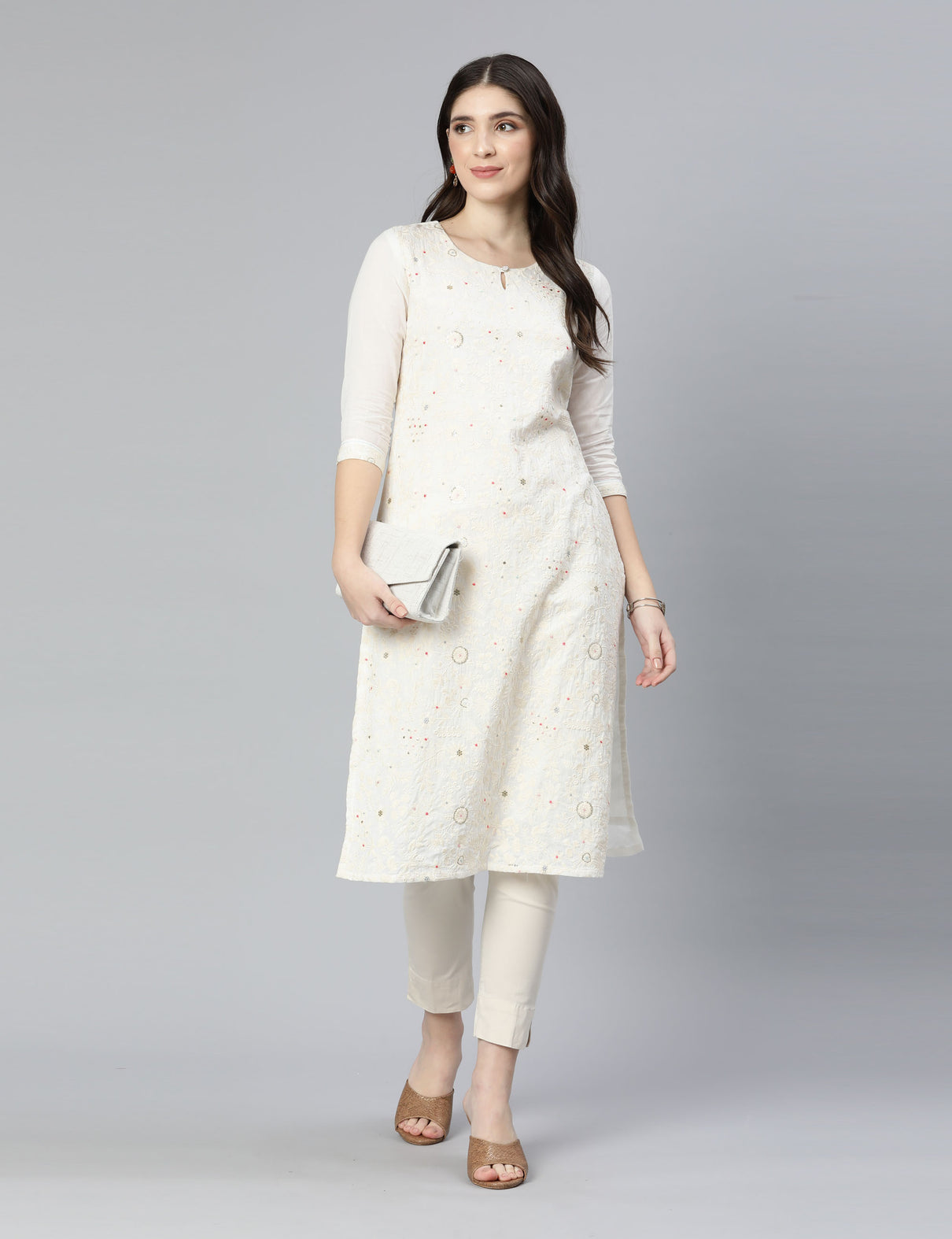 All-Over embroidered kurta with a basic formal silhouette