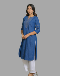 Everyday Wear Denim Cotton Kurta - Etiquette Apparel
