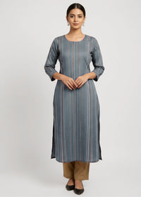 Chanderi Stripe Kurta - Etiquette Apparel