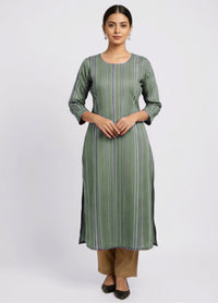 Chanderi Stripe Kurta - Etiquette Apparel