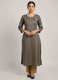 Chanderi Stripe Kurta - Etiquette Apparel