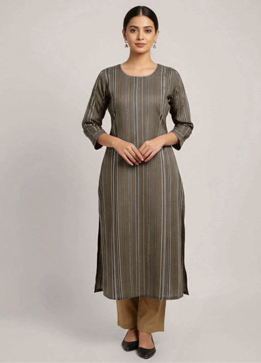 Chanderi Stripe Kurta - Etiquette Apparel