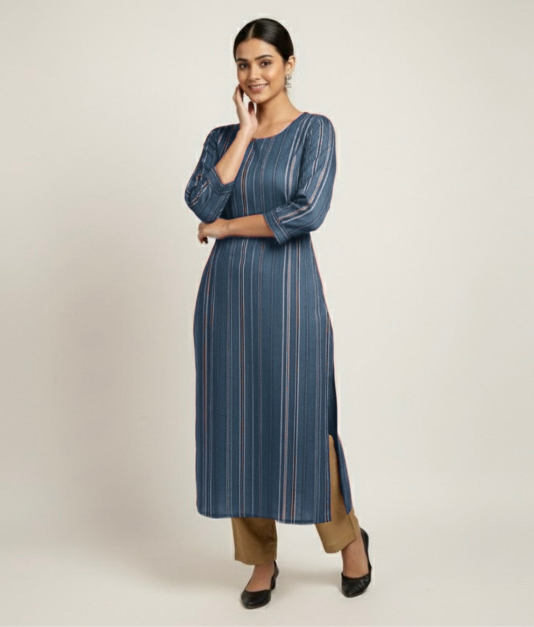 Chanderi Stripe Kurta - Etiquette Apparel