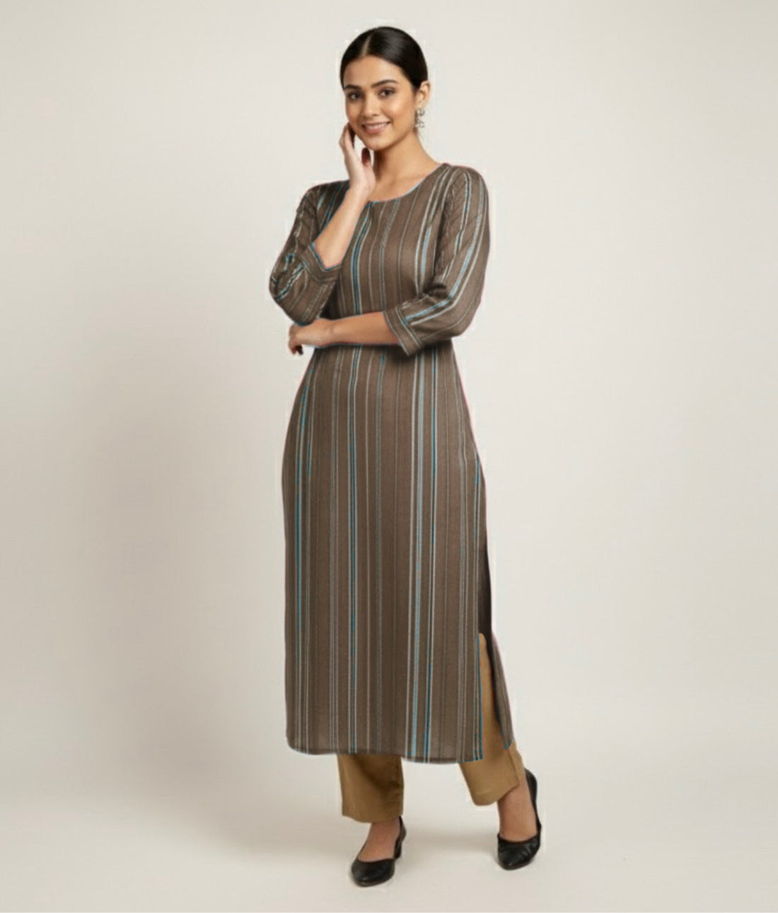 Chanderi Stripe Kurta - Etiquette Apparel 